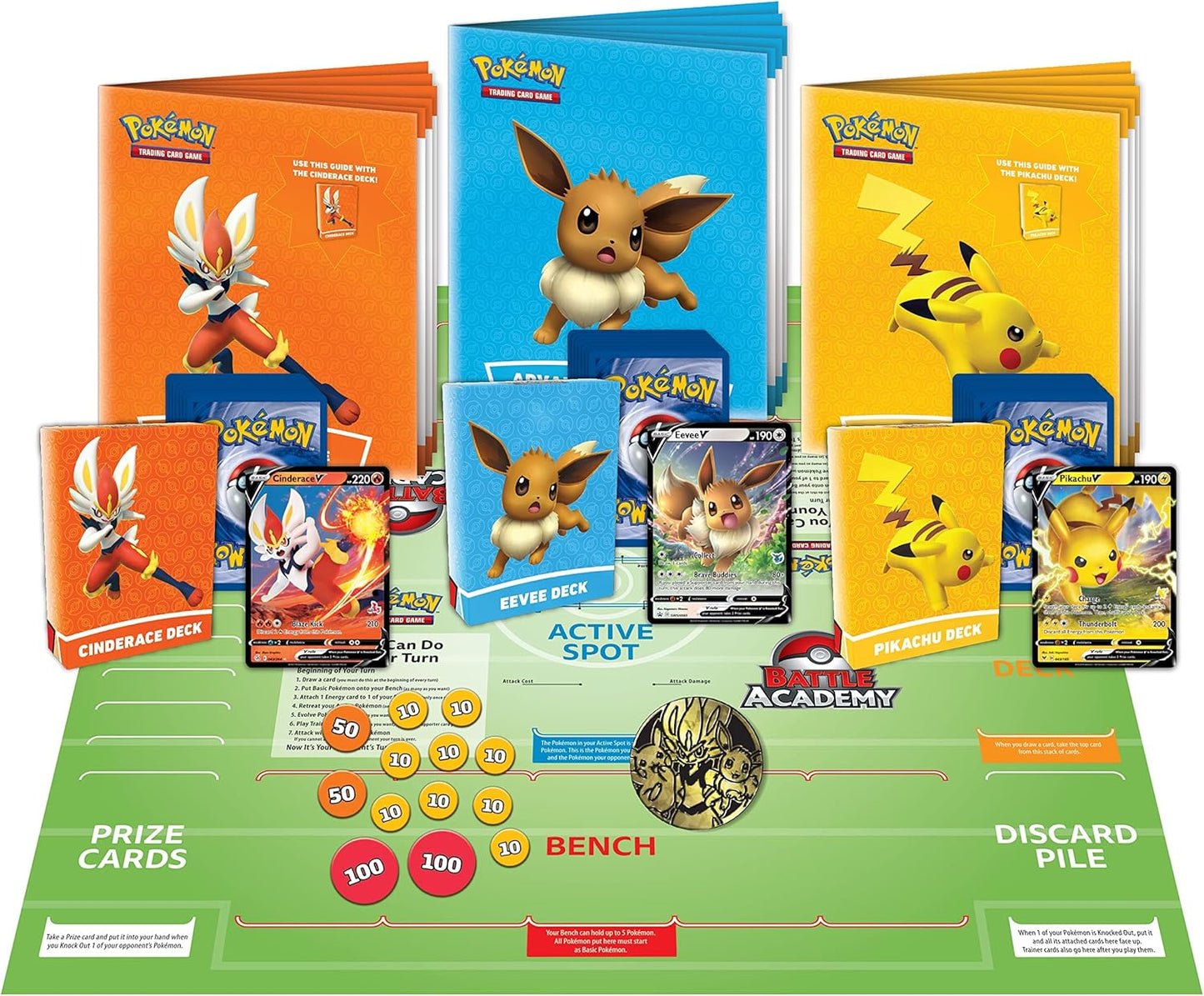 Pokémon Trading Card Game Battle Academy (Cinderace V, Pikachu V & Eevee V)